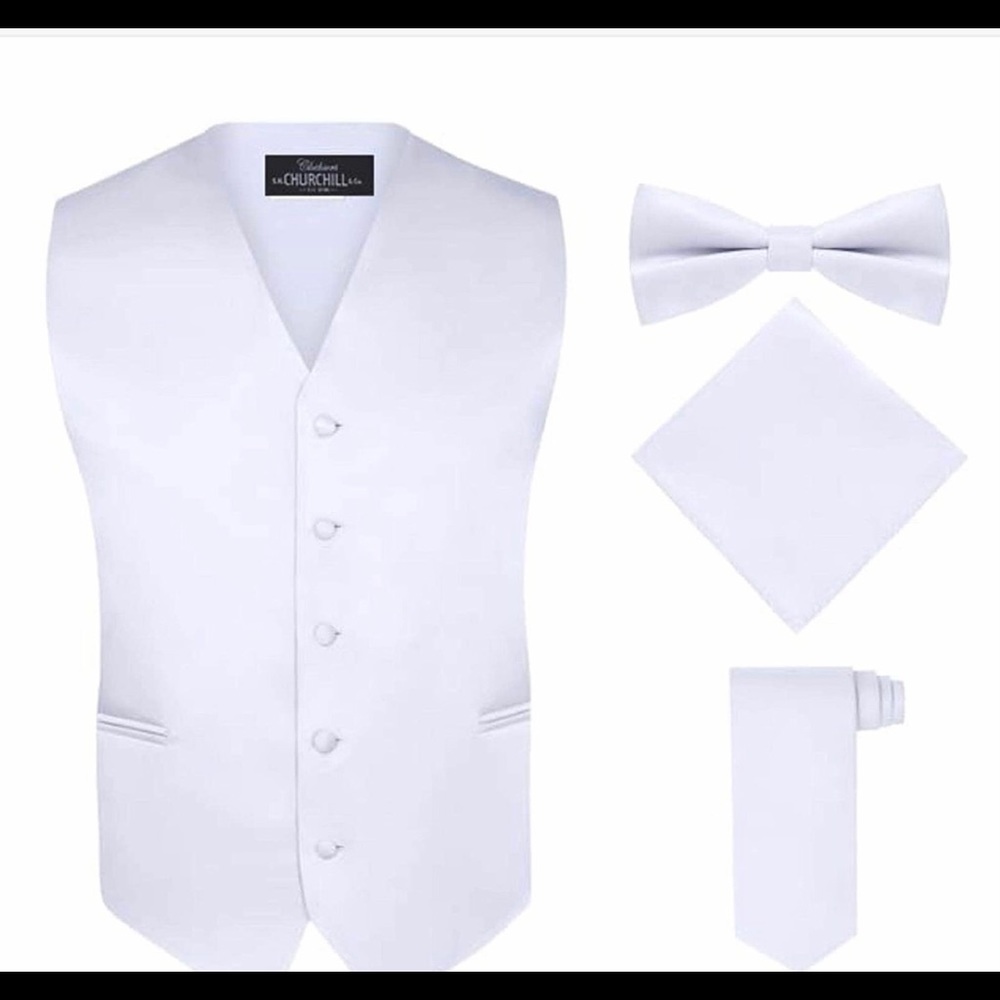 S.H Churchill & Co 4 pc White Vest Set